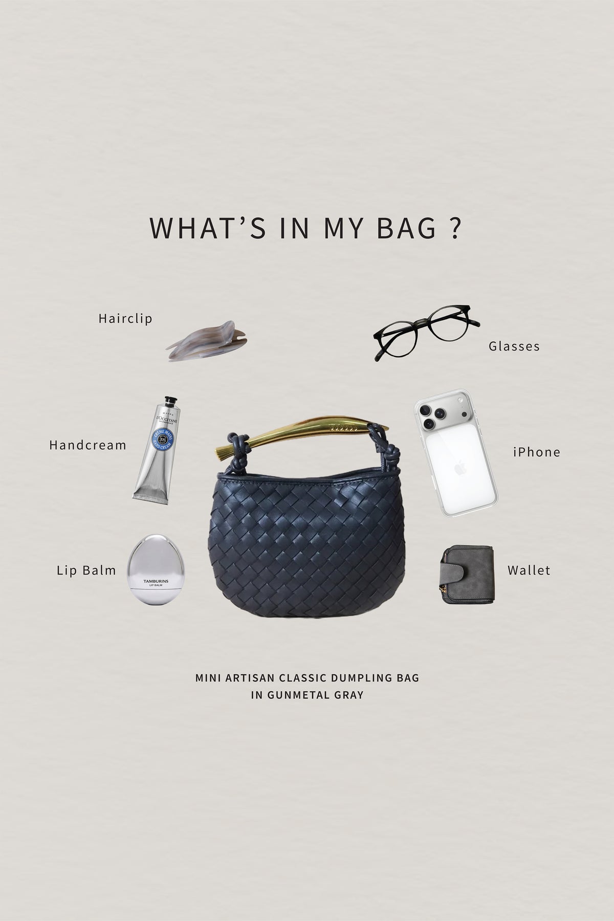 Mini Artisan Classic Dumpling Bag - Gunmetal Gray