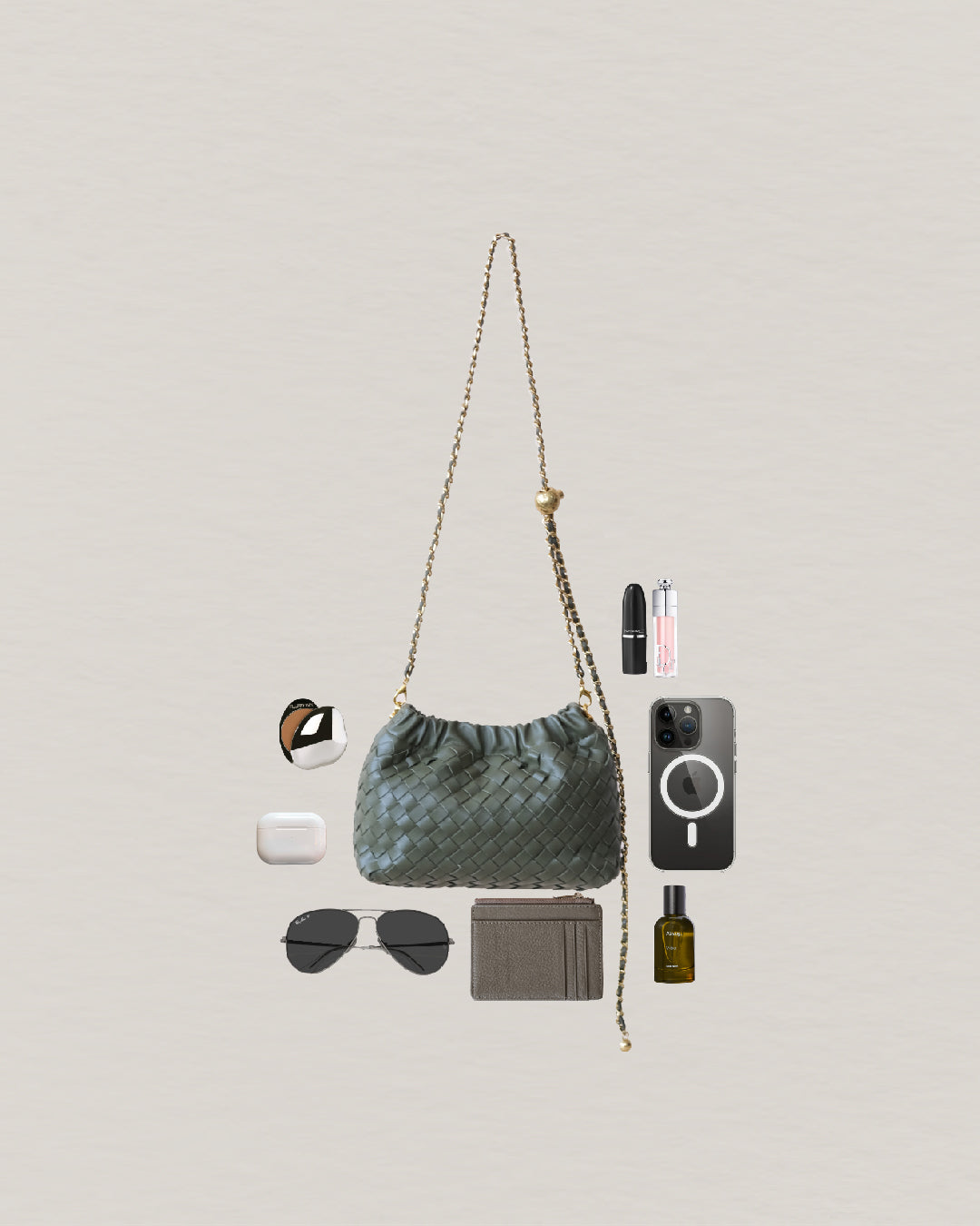 Artisan Signature Cloud Bag - Shinny Olive Green