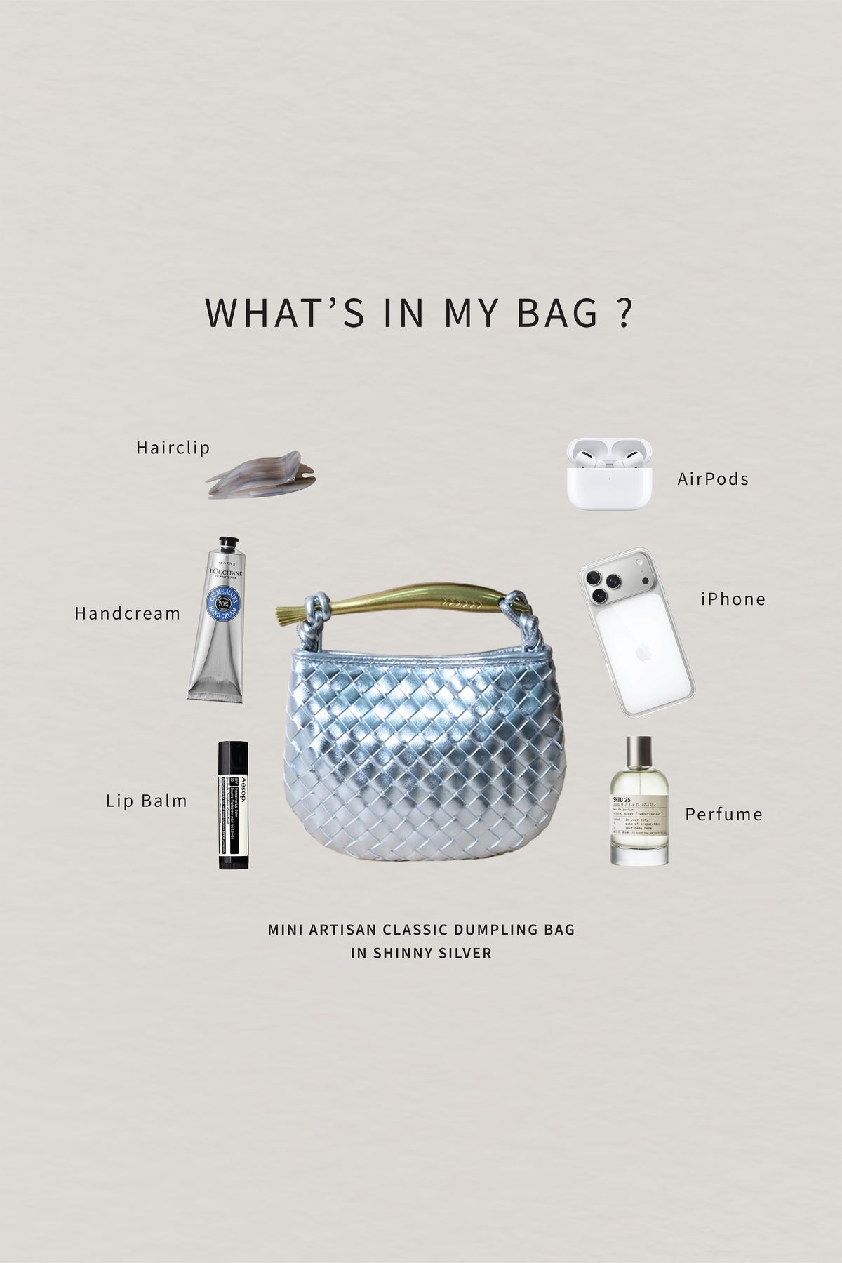 Mini Artisan Classic Dumpling Bag - Shinny Silver
