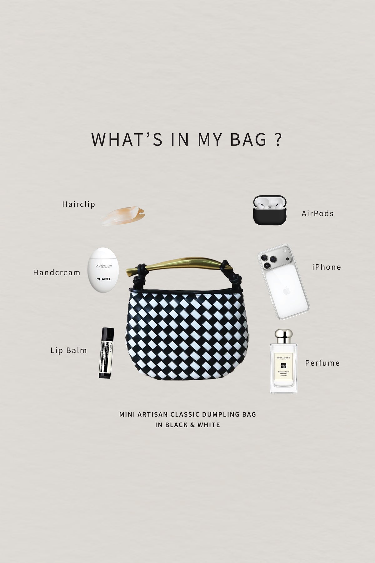 Mini Artisan Classic Dumpling Bag - Black And White