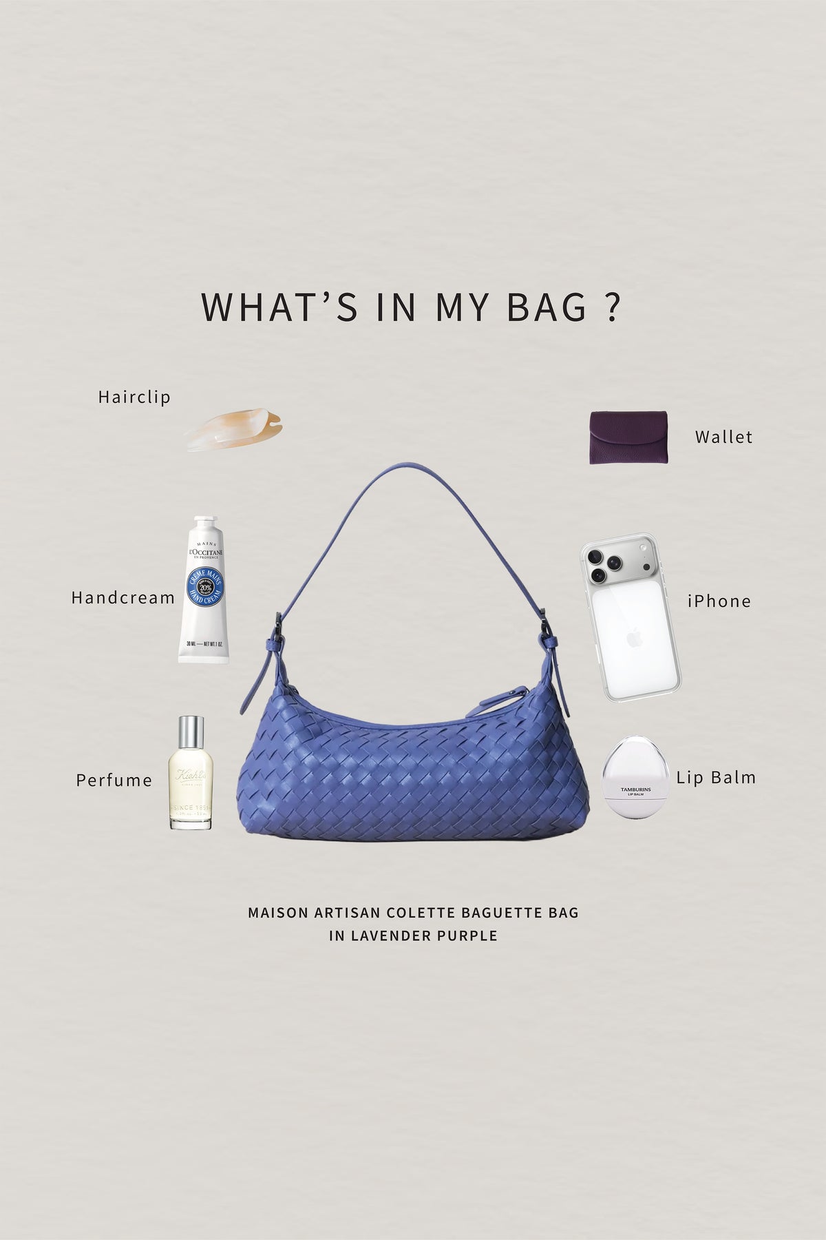 Maison Artisan Colette Baguette Bag - Lavender Purple