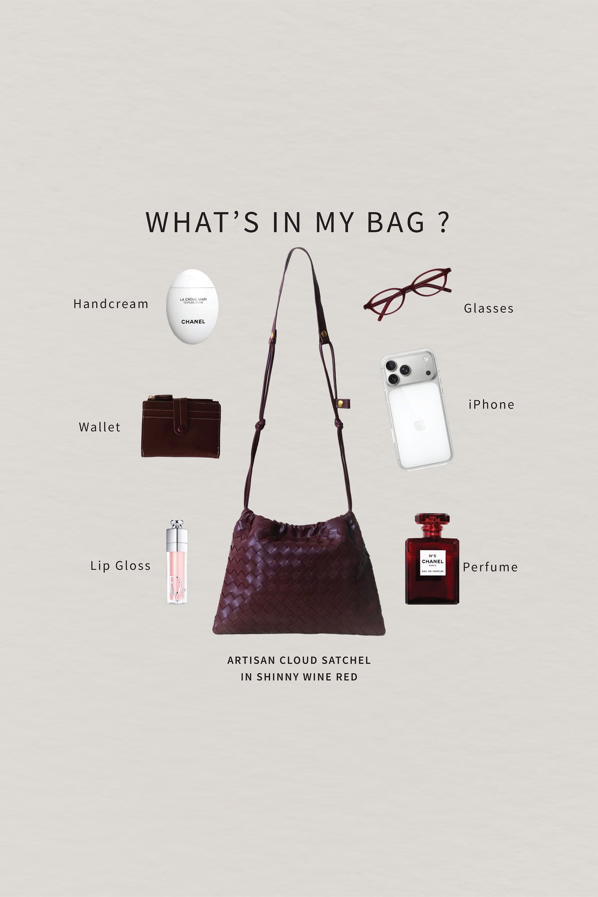 Artisan Cloud Satchel - Shinny Wine Red