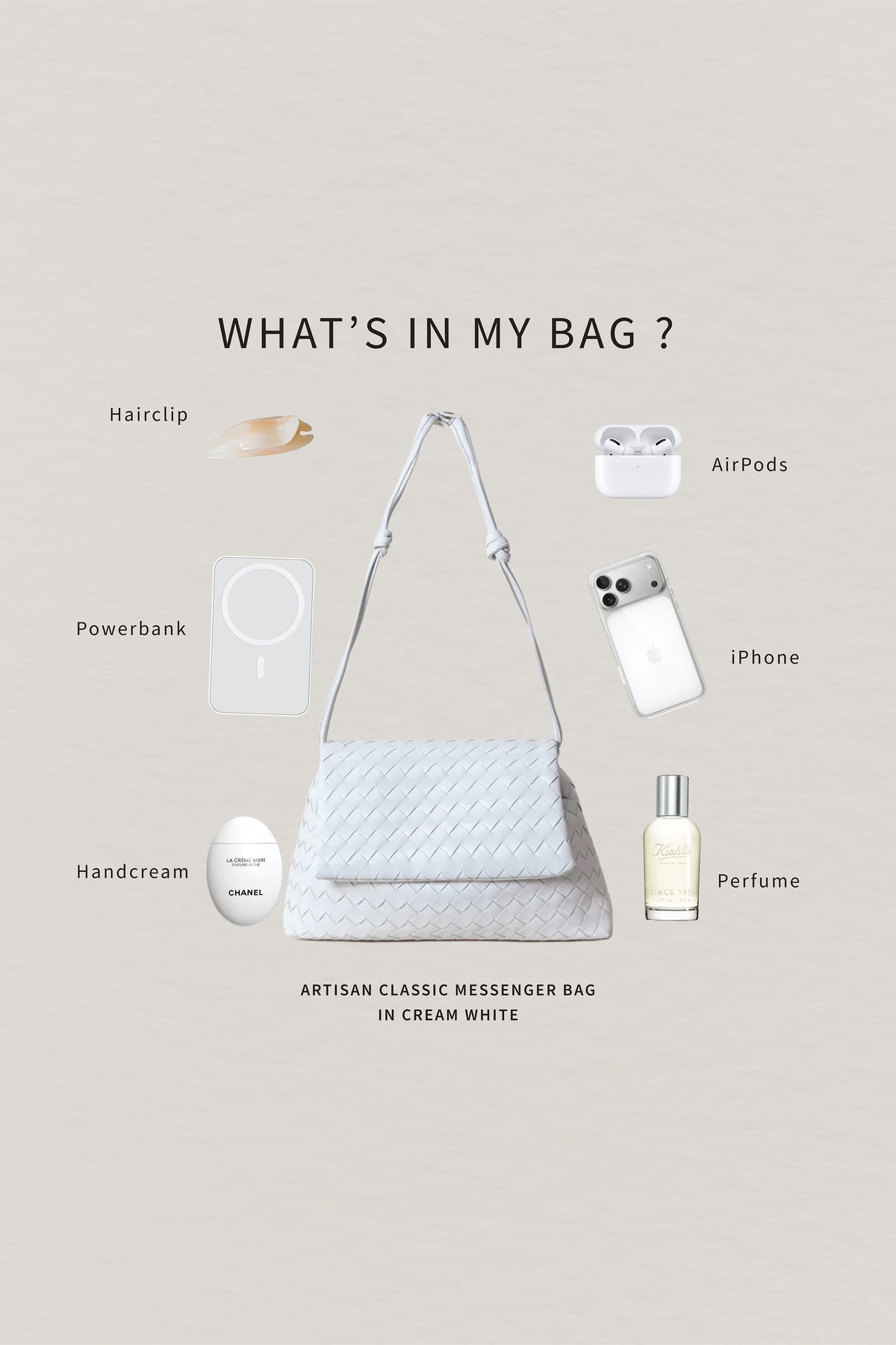Artisan Classic Messenger Bag - Cream White