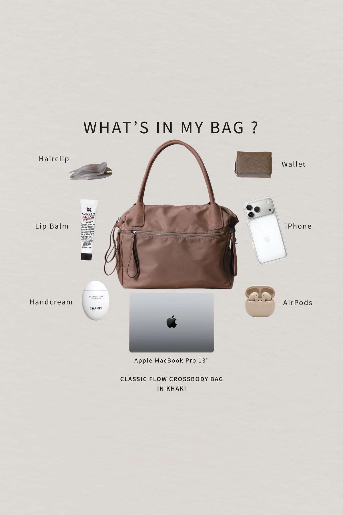 Classic Flow Crossbody Bag - Khaki