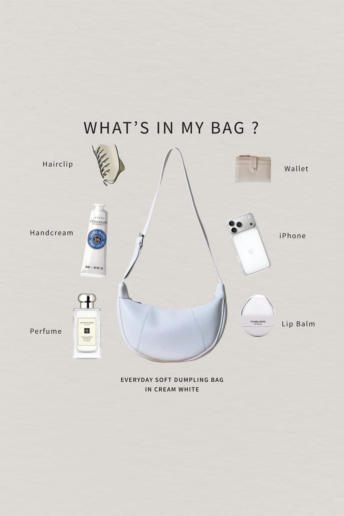 Everyday Soft Dumpling Bag - Cream White