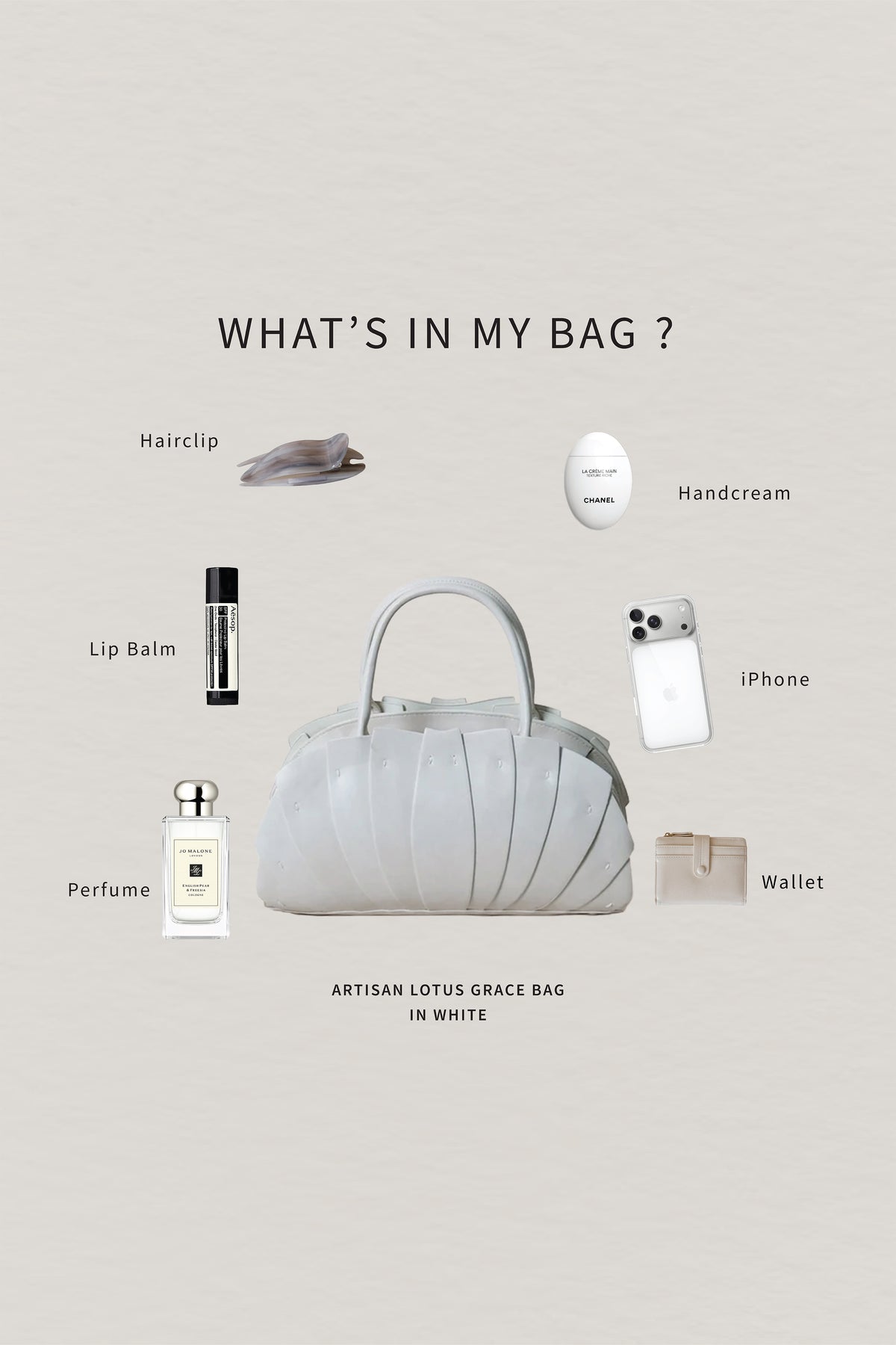 Artisan Lotus Grace Bag - White