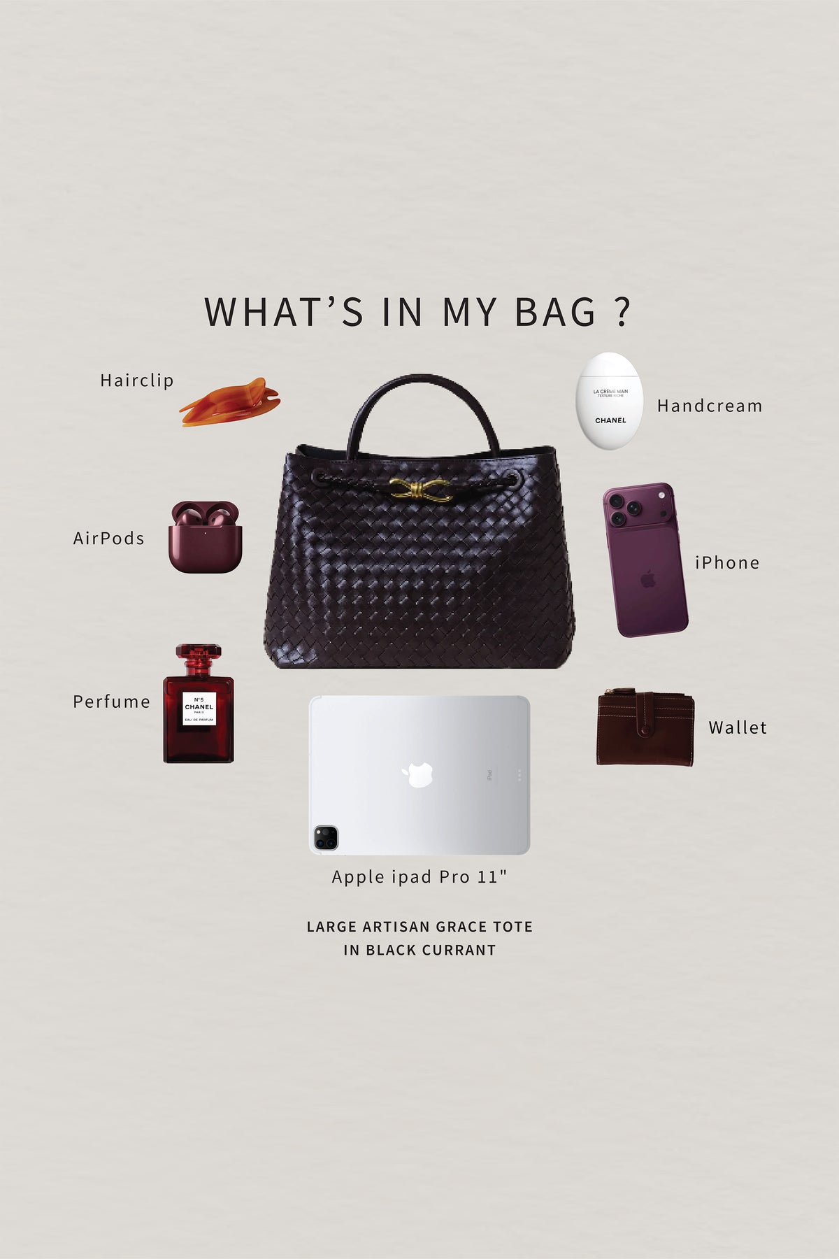 Large Artisan Grace Tote - Black Currant