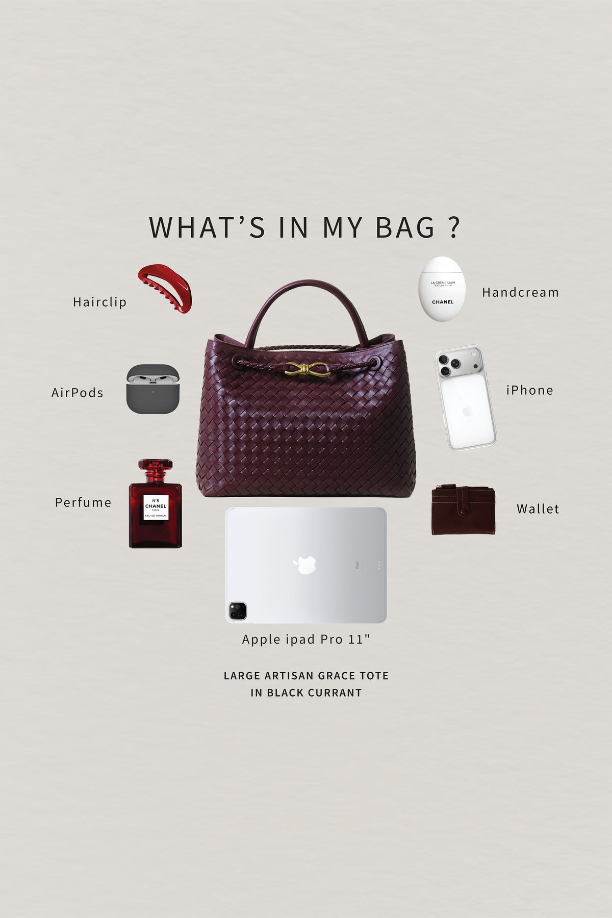 Large Artisan Grace Tote - Shinny Wine Red