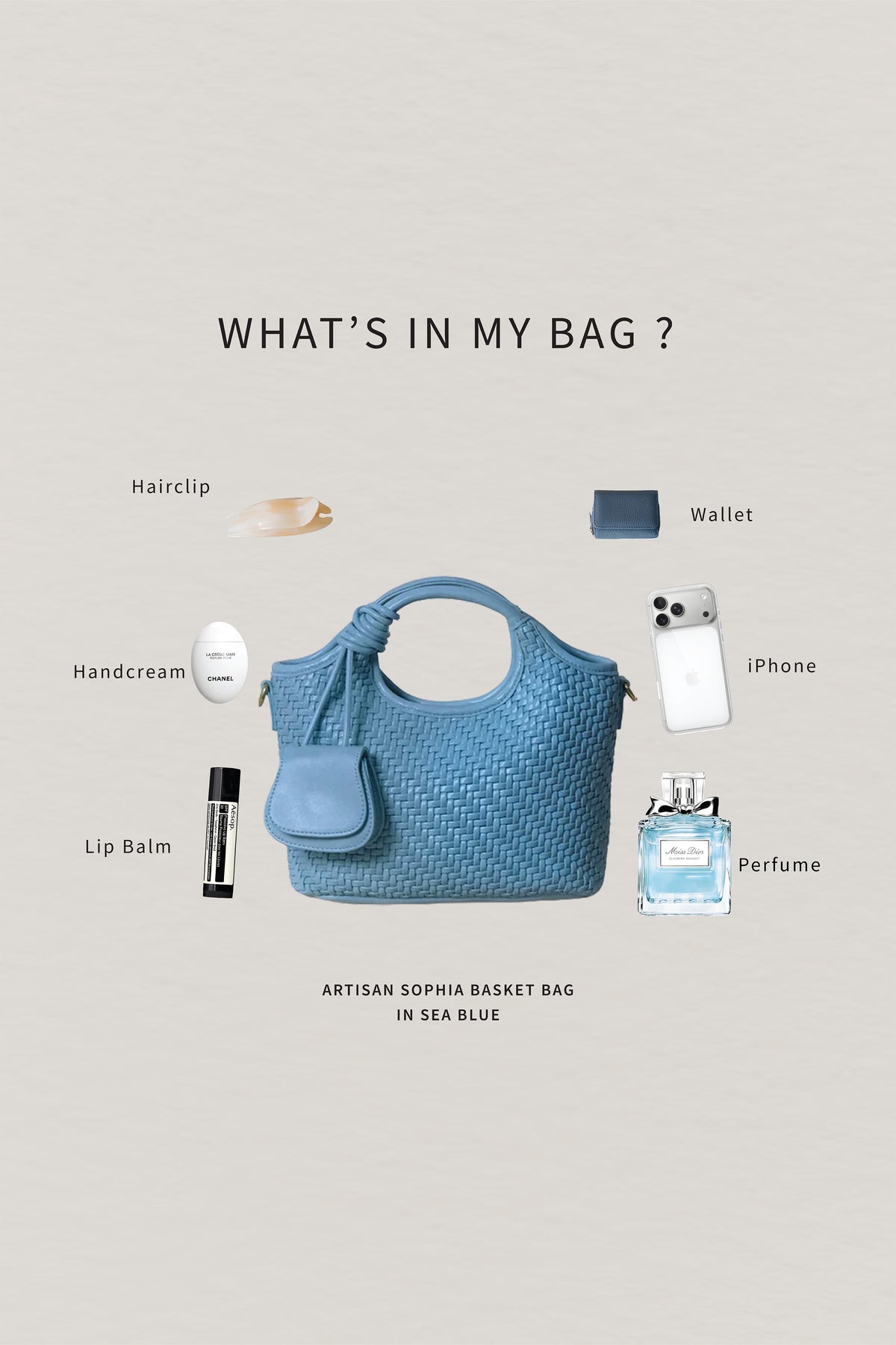 Artisan Sophia Basket Bag - Sea Blue