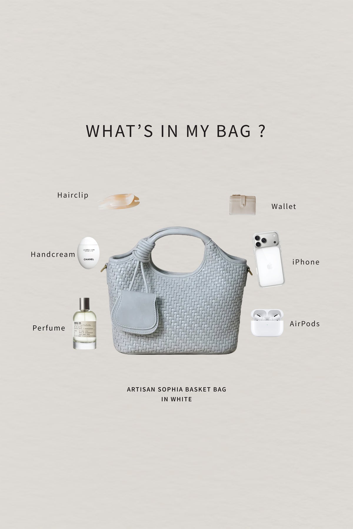 Artisan Sophia Basket Bag - White