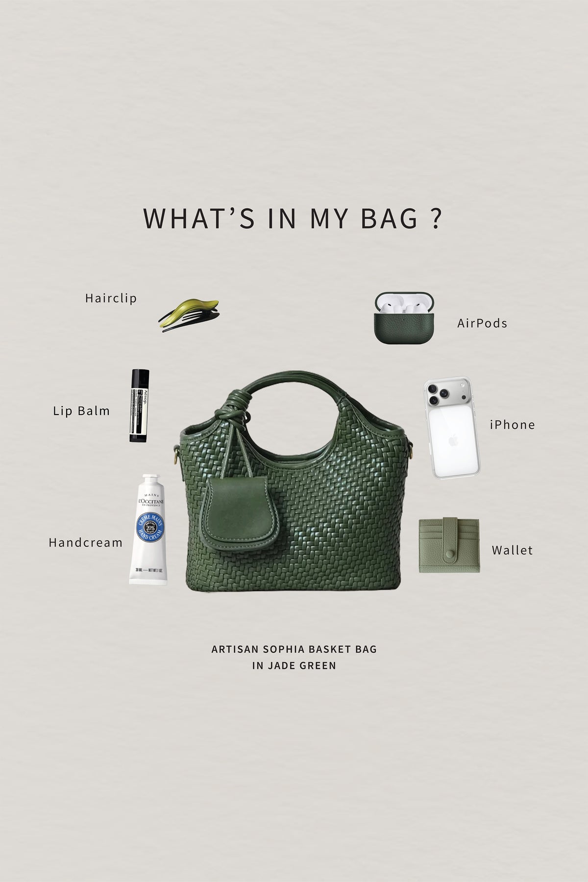 Artisan Sophia Basket Bag - Jade Green