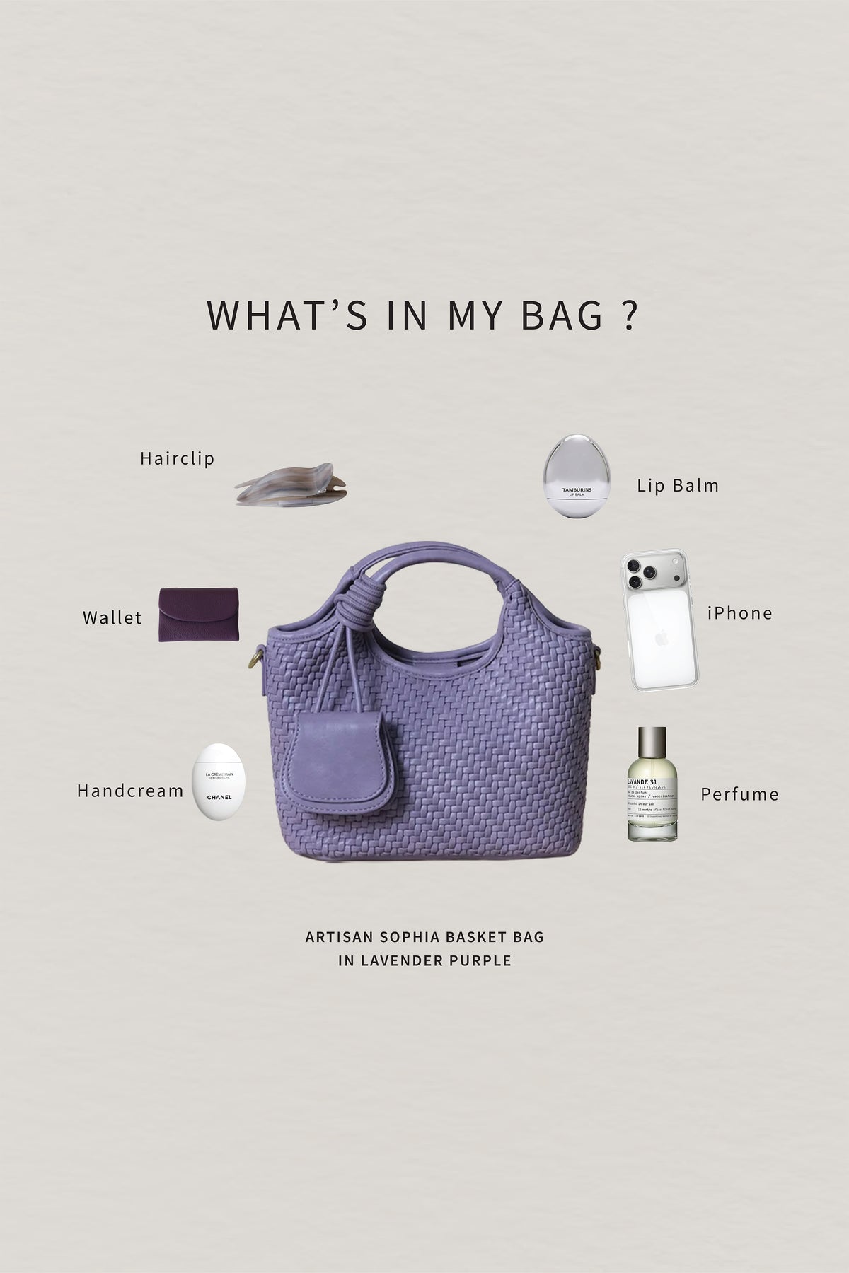 Artisan Sophia Basket Bag - Lavender Purple