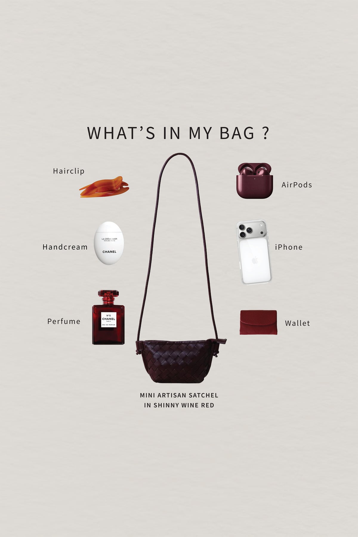 Mini Artisan Satchel - Shinny Wine Red