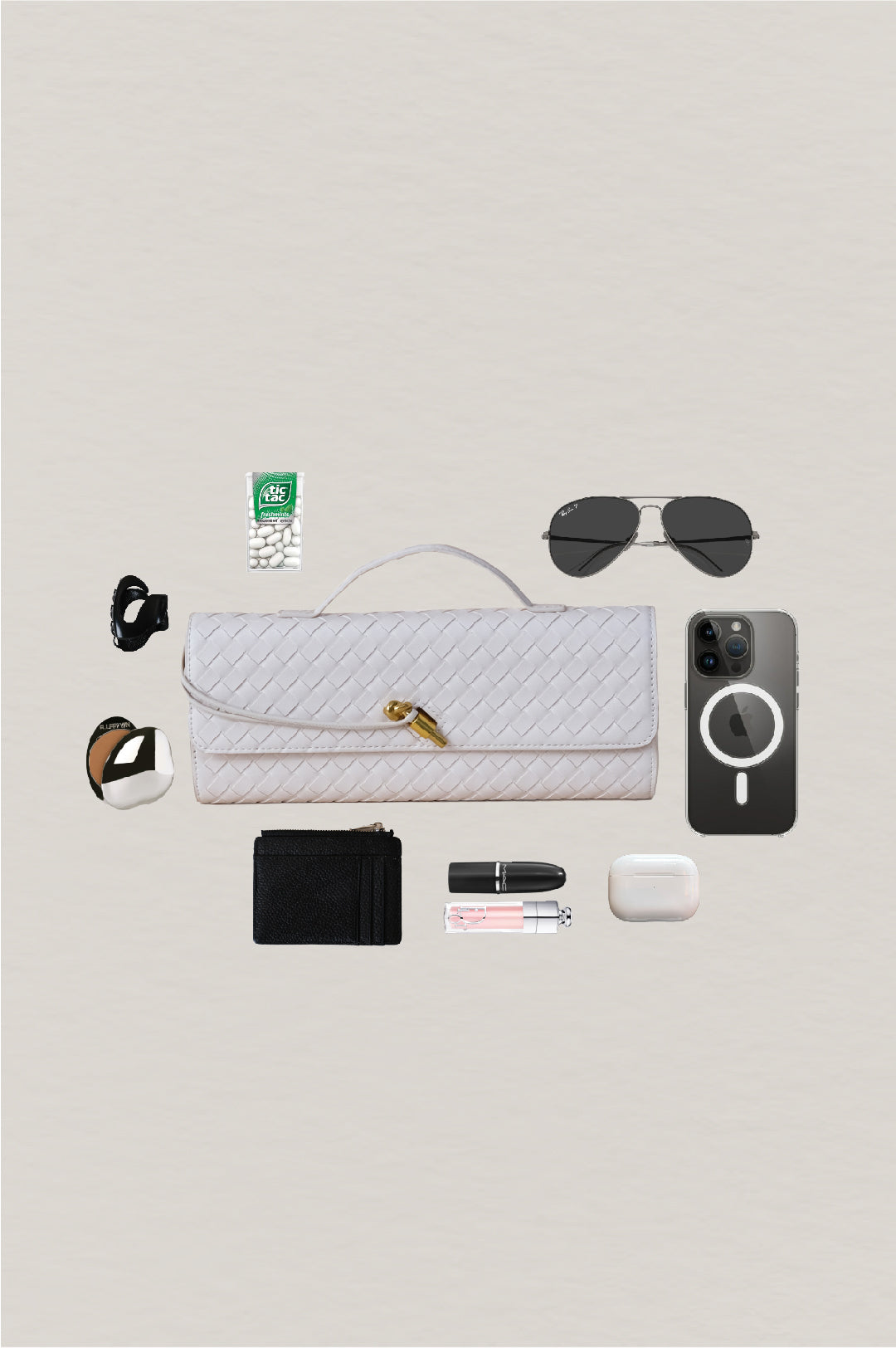 Artisan Crafted Flap Bag - Cream White