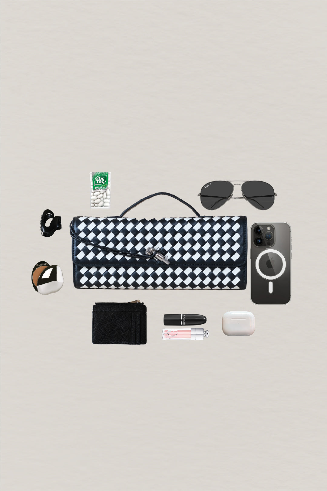 Artisan Crafted Flap Bag - Black and White