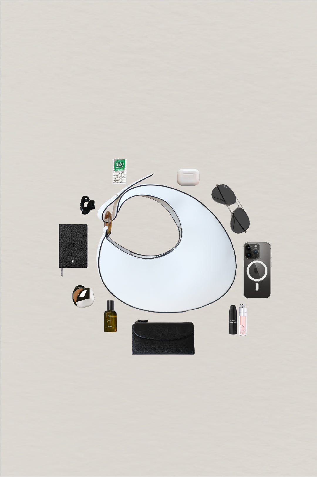 Oval Large Capacity Shoulder Armpit Bag - White