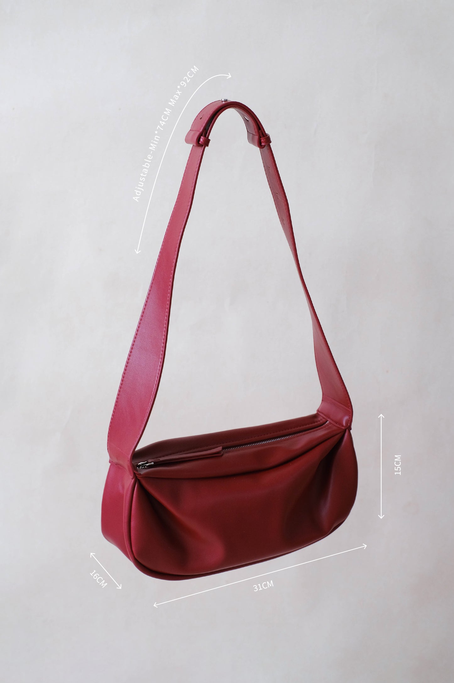 PU Soft Leather Pillow Bag in Ancora Red