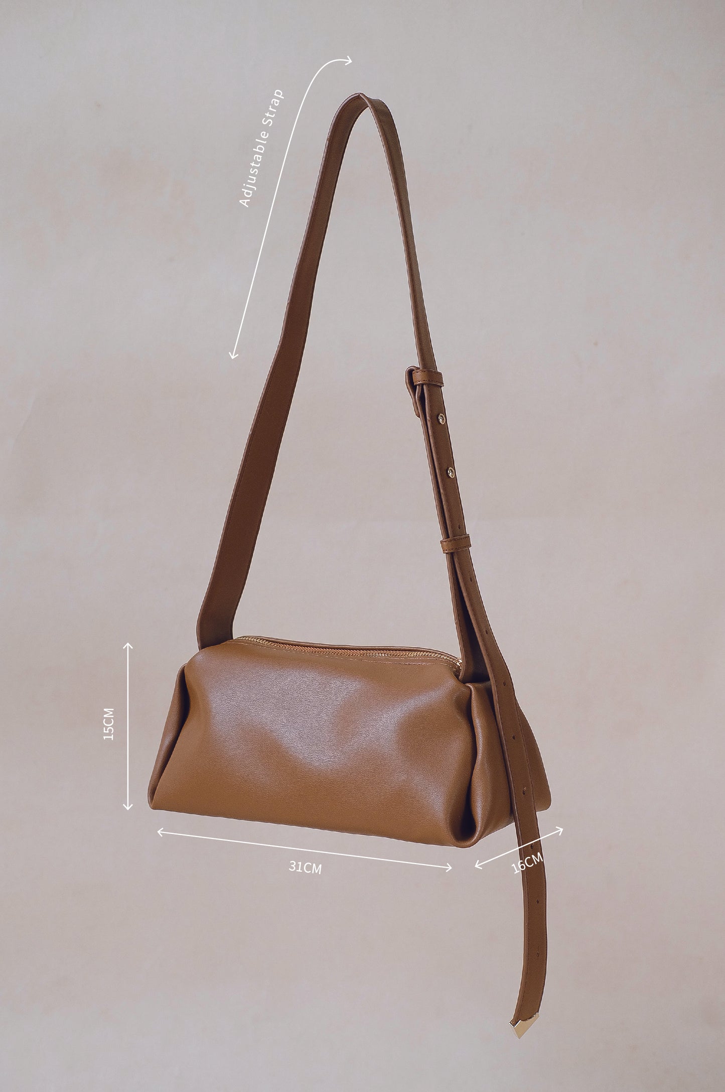 Geometric Pillow Shoulder Bag - Brown