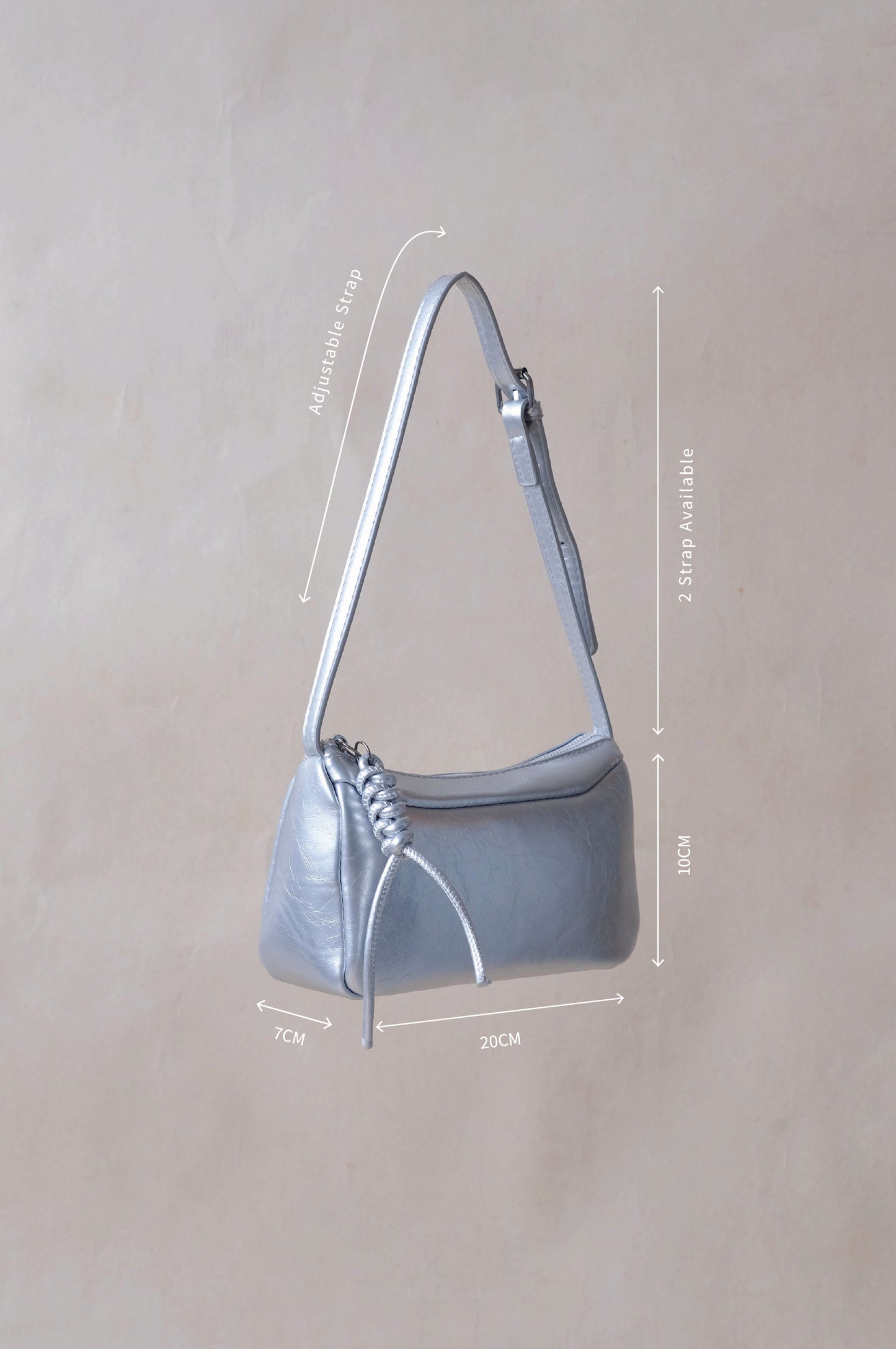 One Shoulder Underarm + Crossbody Pillow Bag In Silver