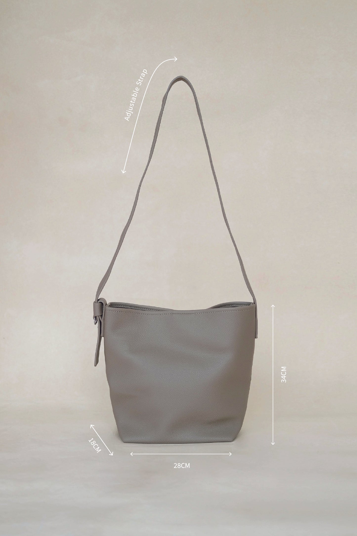 Large-Capacity Lychee Texture Shoulder/Crossbody Set In Light Mud