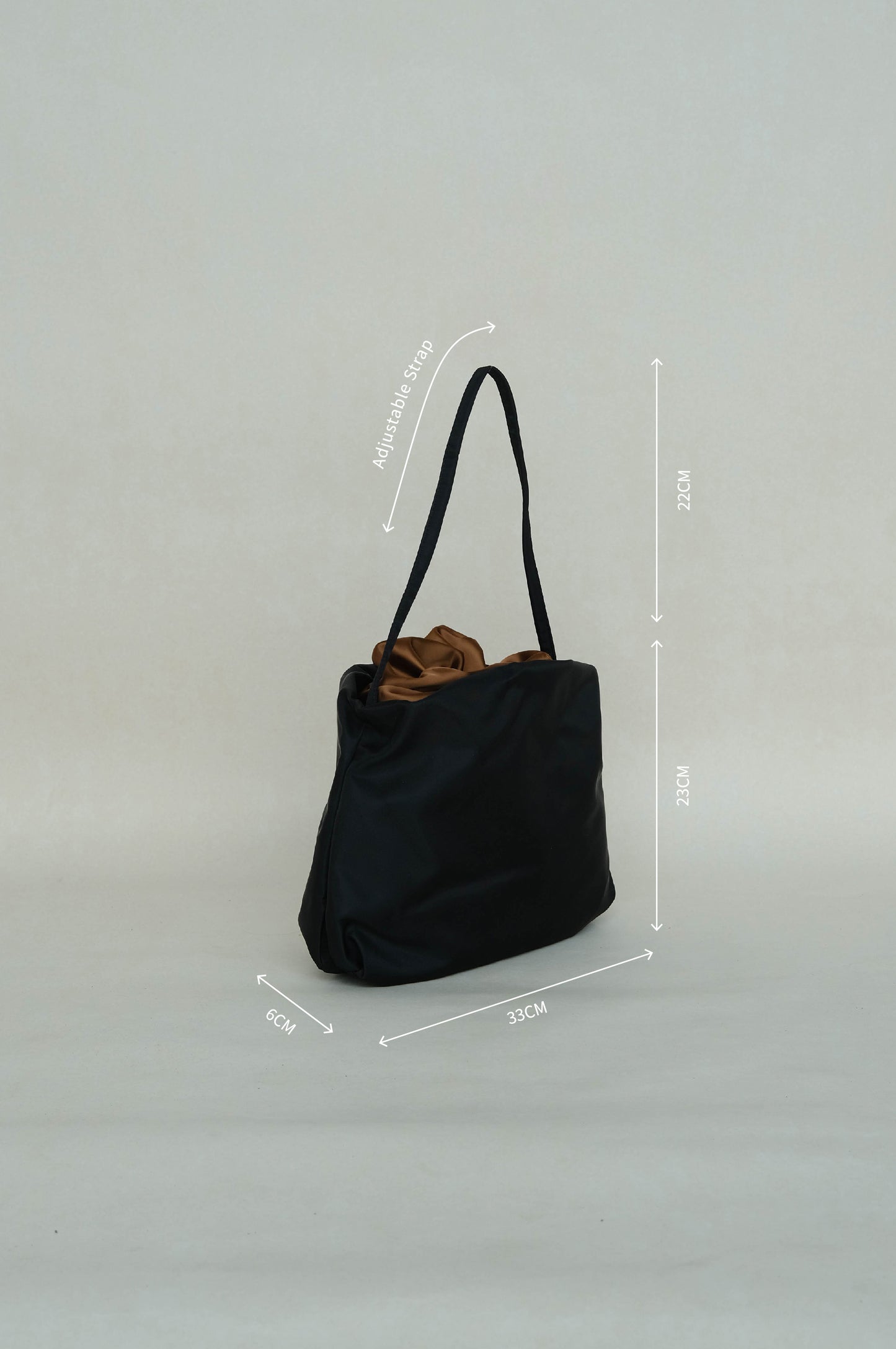 French Nylon Cloud Pleated Shoulder Bag in Classic Black