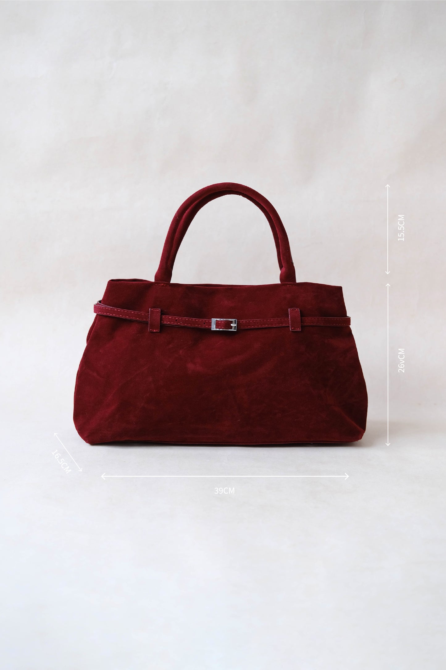 The Elegant Suede Bag In Cherry Red