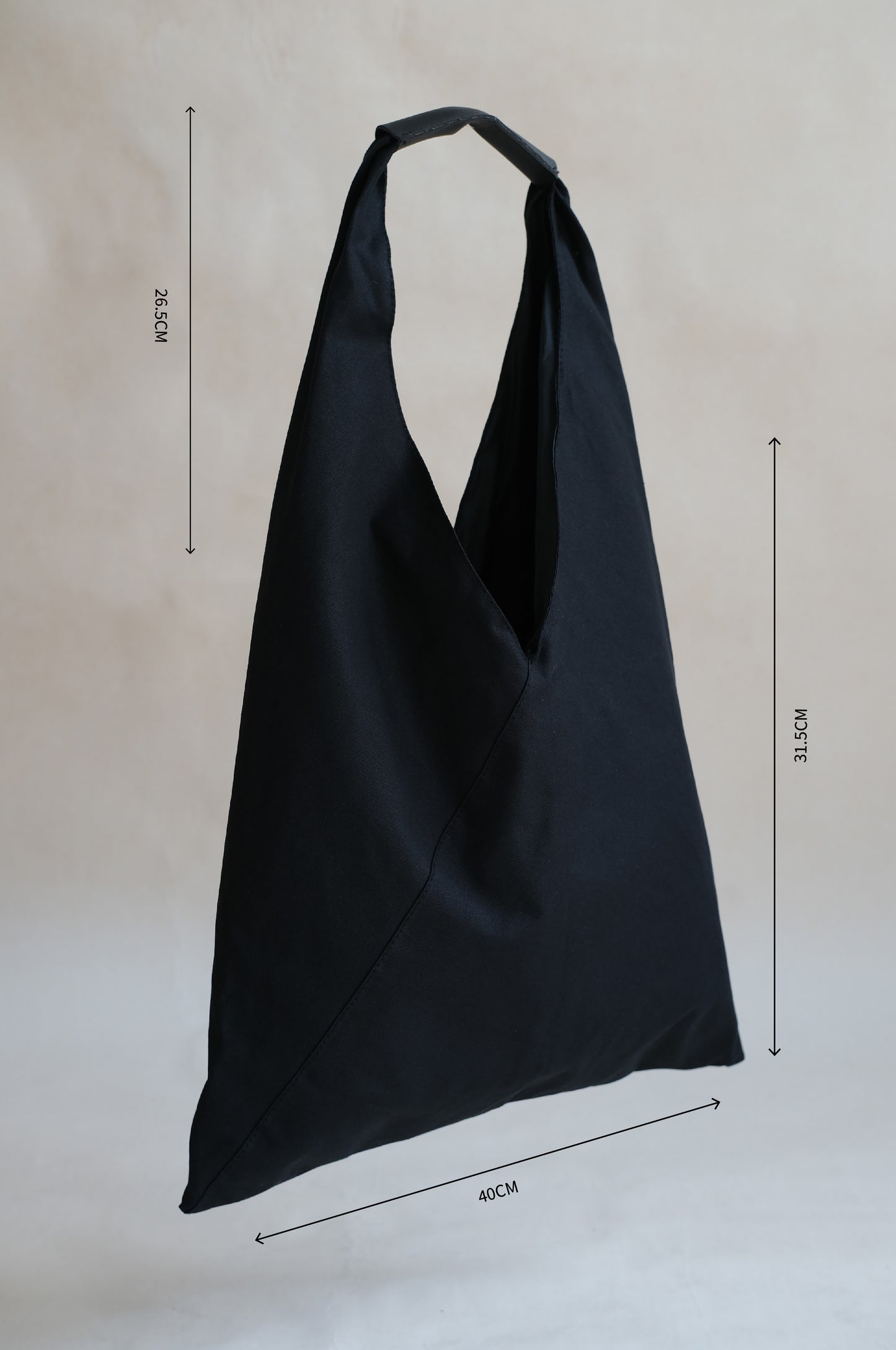 Panels of casual canvas bag in classic black