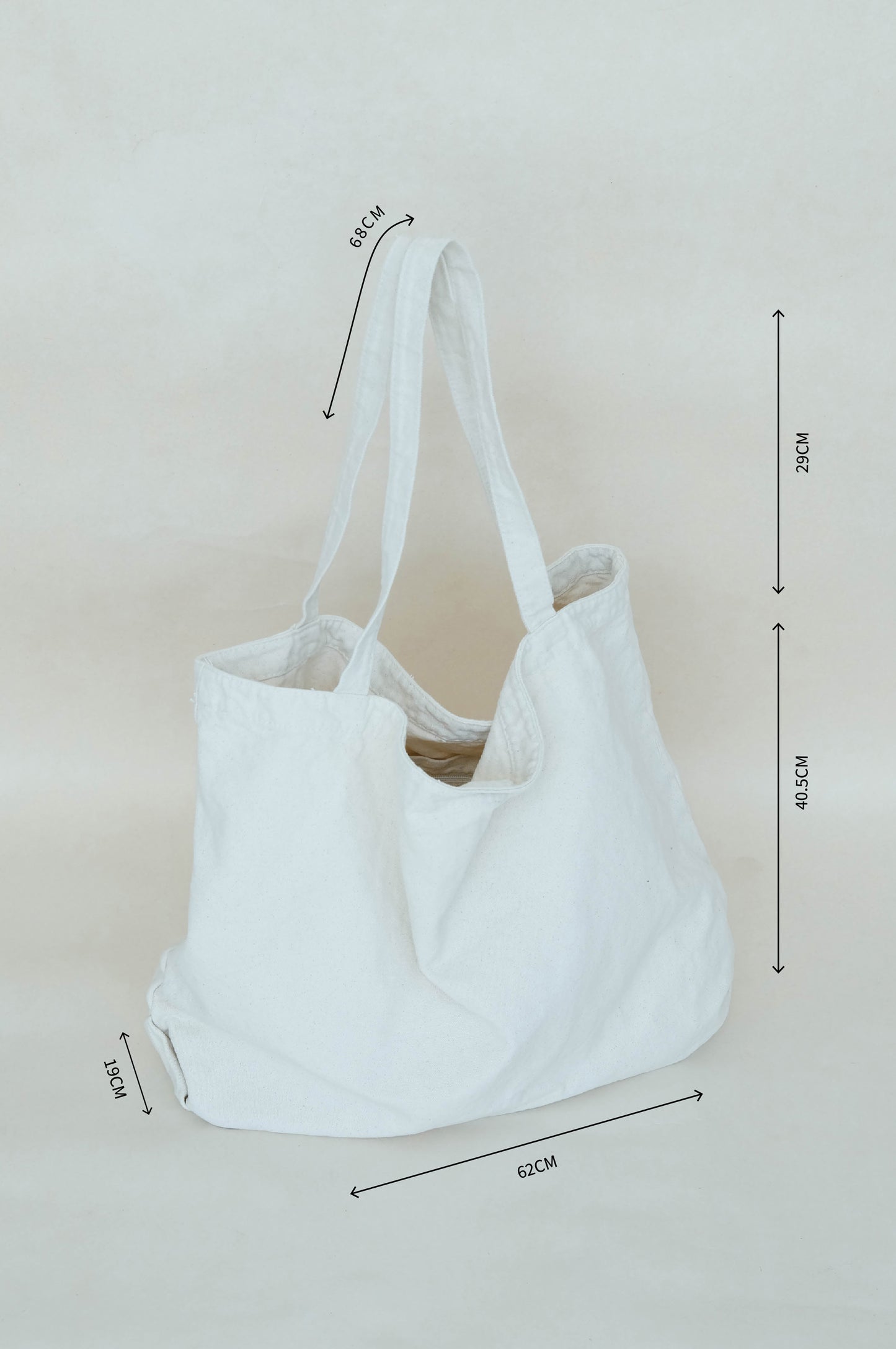 Korean style canvas large capacity shoulder bag in white