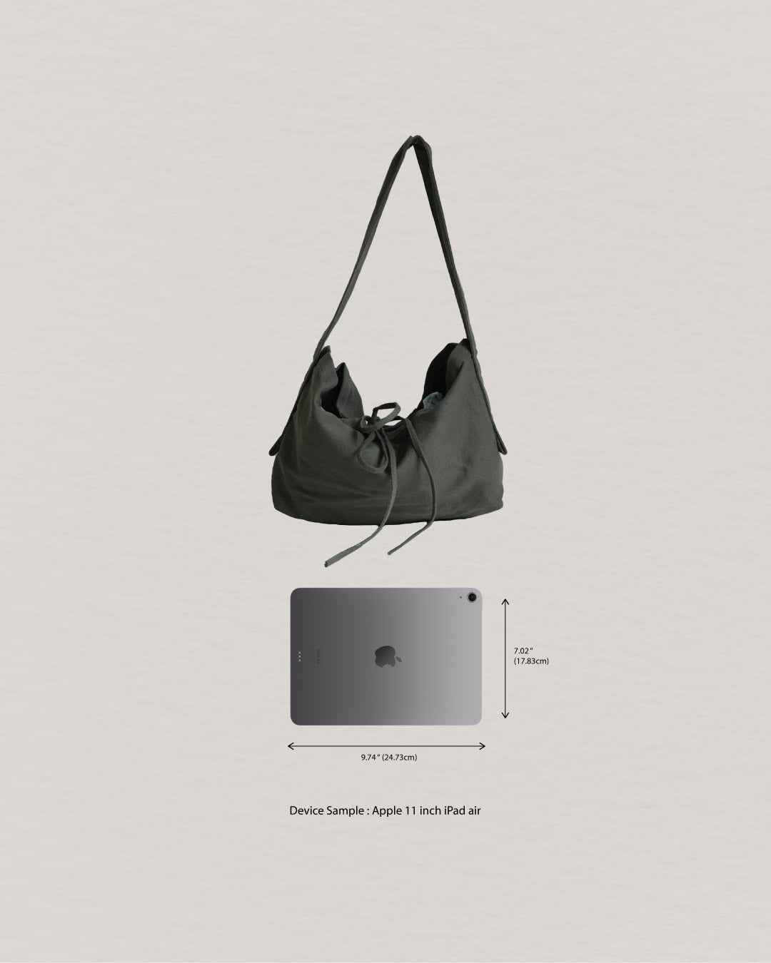 Lace canvas bag in Navy Green