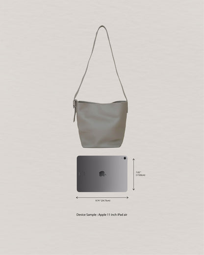 Large-Capacity Lychee Texture Shoulder/Crossbody Set In Light Mud
