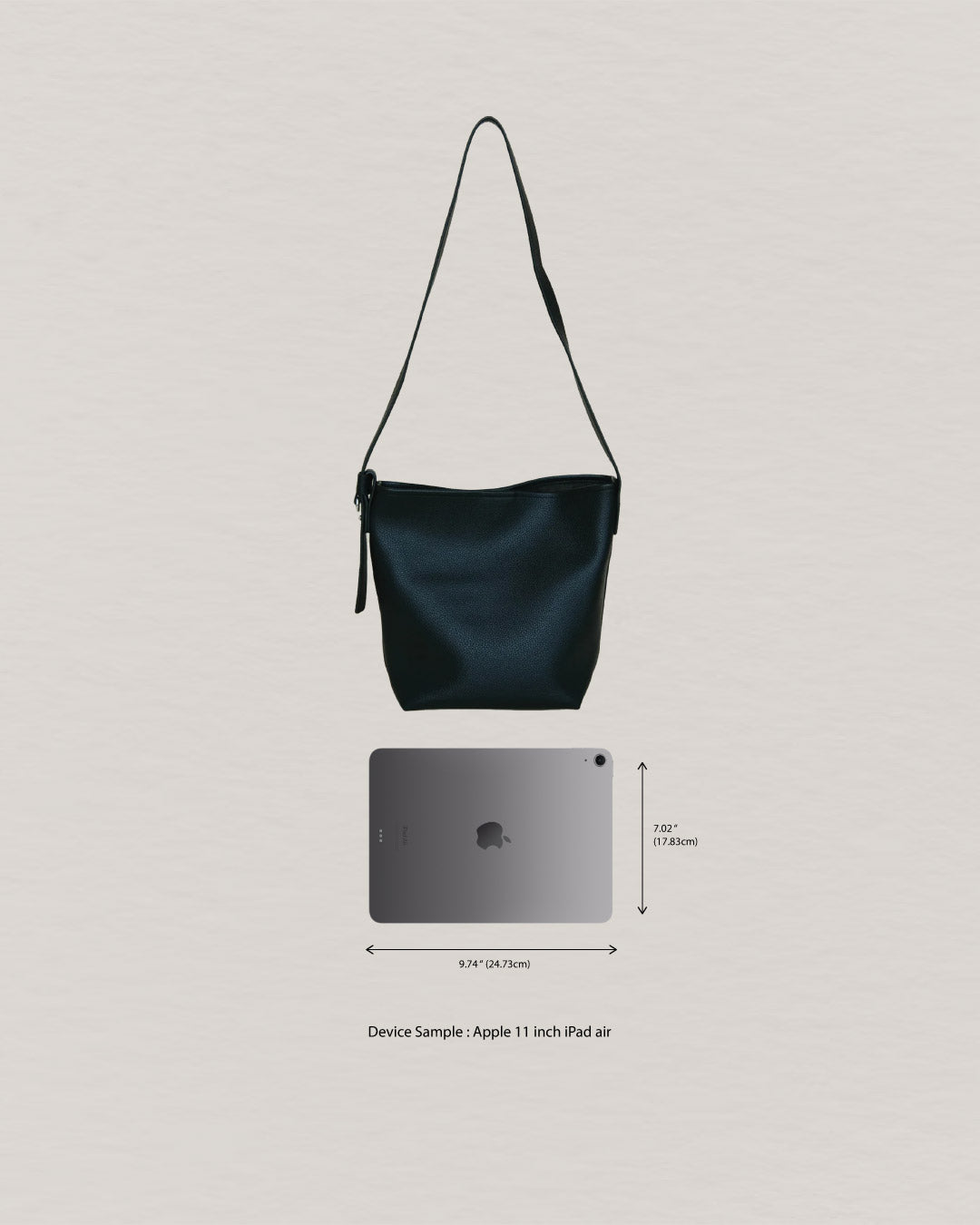 Large-Capacity Lychee Texture Shoulder/Crossbody Set In Classic Black