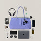Classic Flow Vegan Leather Tote - Purple Grey (With Charm)