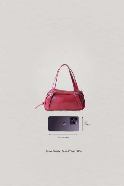 Vintage Baguette Shoulder Bag - Red