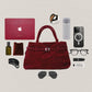 The Elegant Suede Bag In Cherry Red