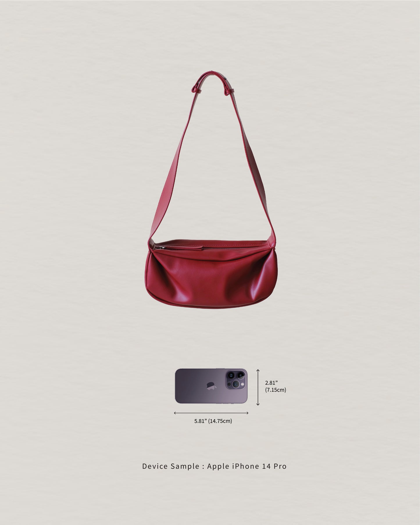 PU Soft Leather Pillow Bag in Ancora Red