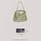 French Nylon Cloud Pleated Shoulder Bag in Apricot