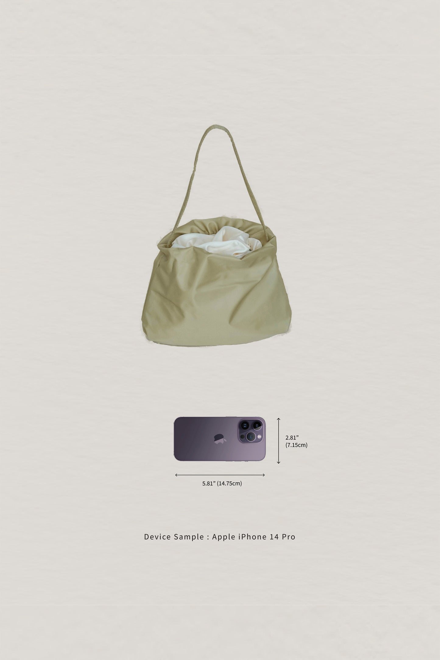 French Nylon Cloud Pleated Shoulder Bag in Apricot