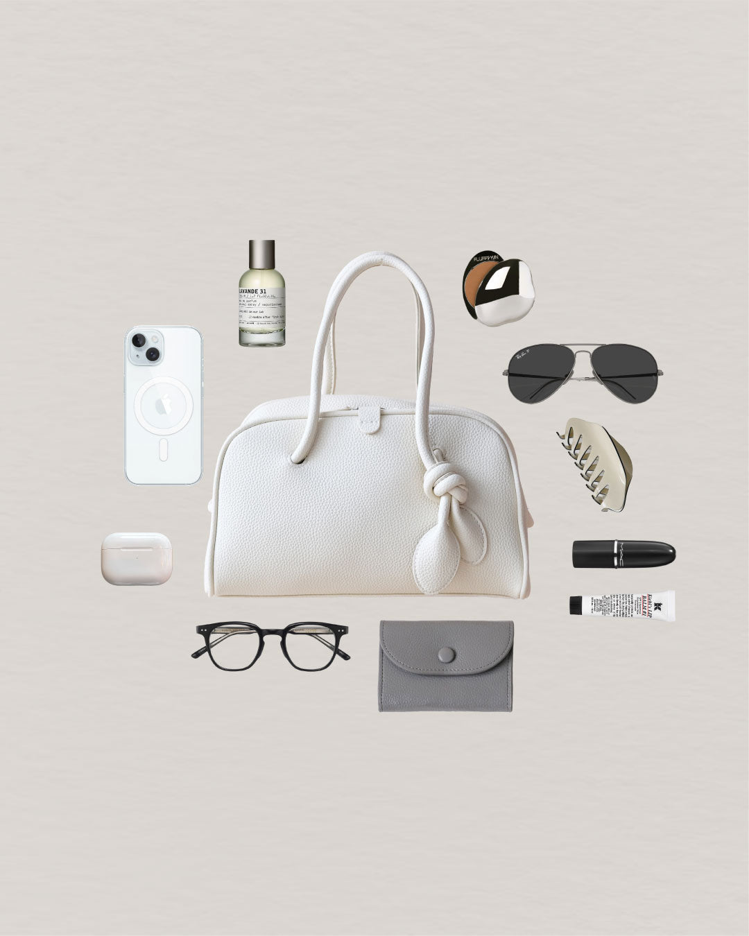 The Léonie Boston Bag - Cream White