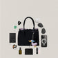 Mini Classic Flow Nylon Tote - Black Pink (With Charm)