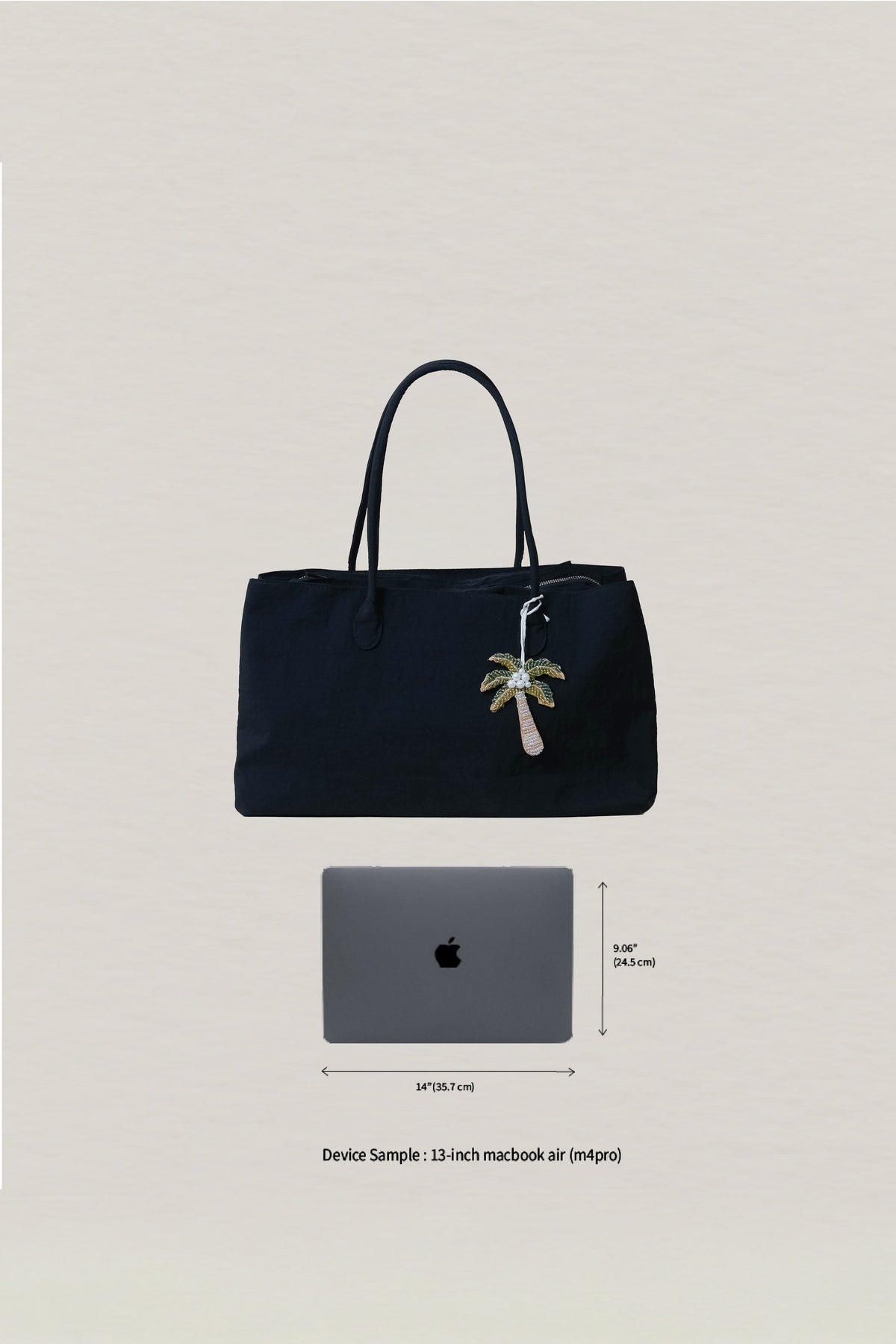 Classic Flow Nylon Tote - Classic Black (With Charm)