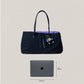 Classic Flow Vegan Leather Tote - Black Purple （With Charm）