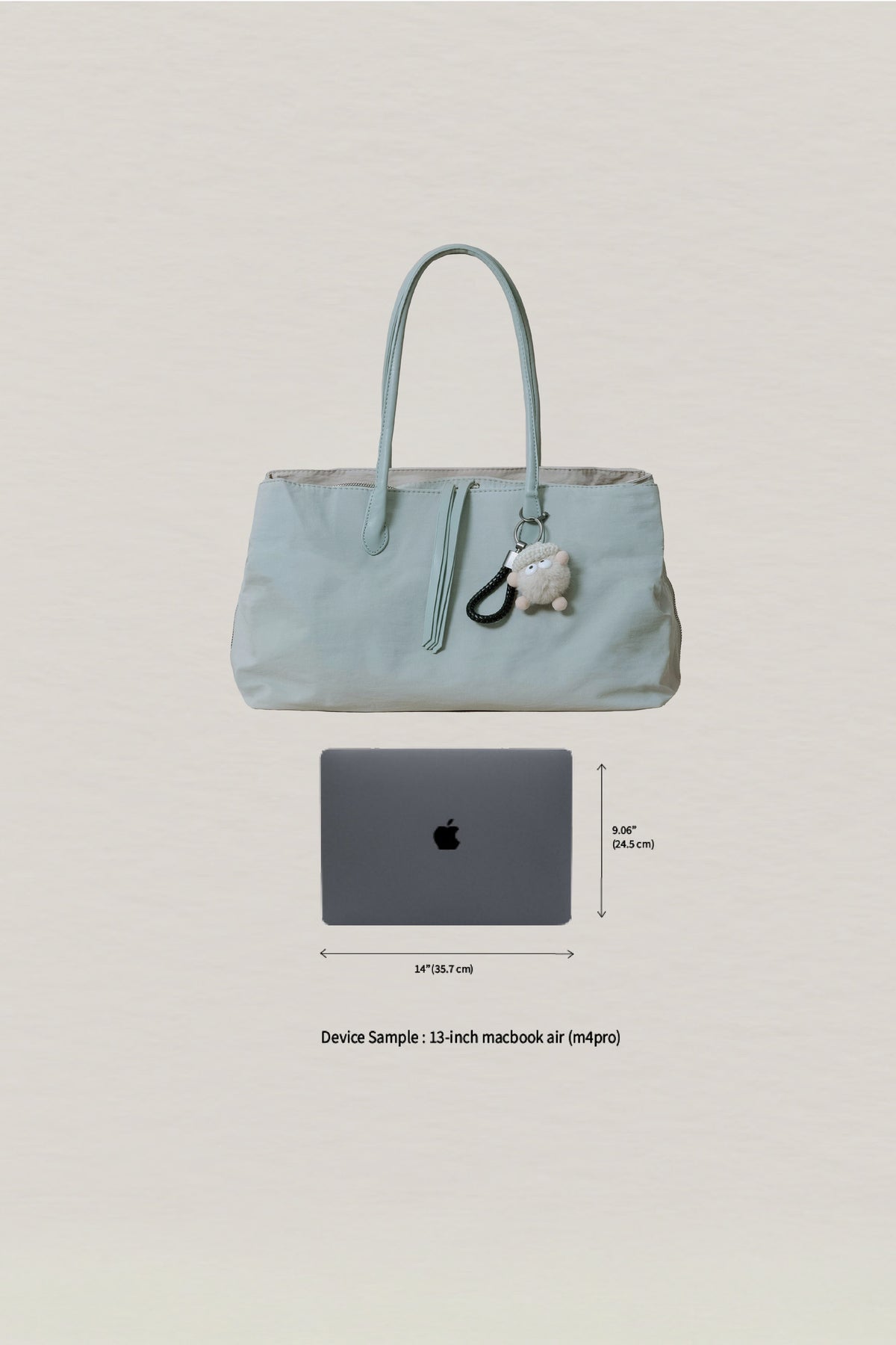 Classic Flow Vegan Leather Tote - Mint Green (With Charm)