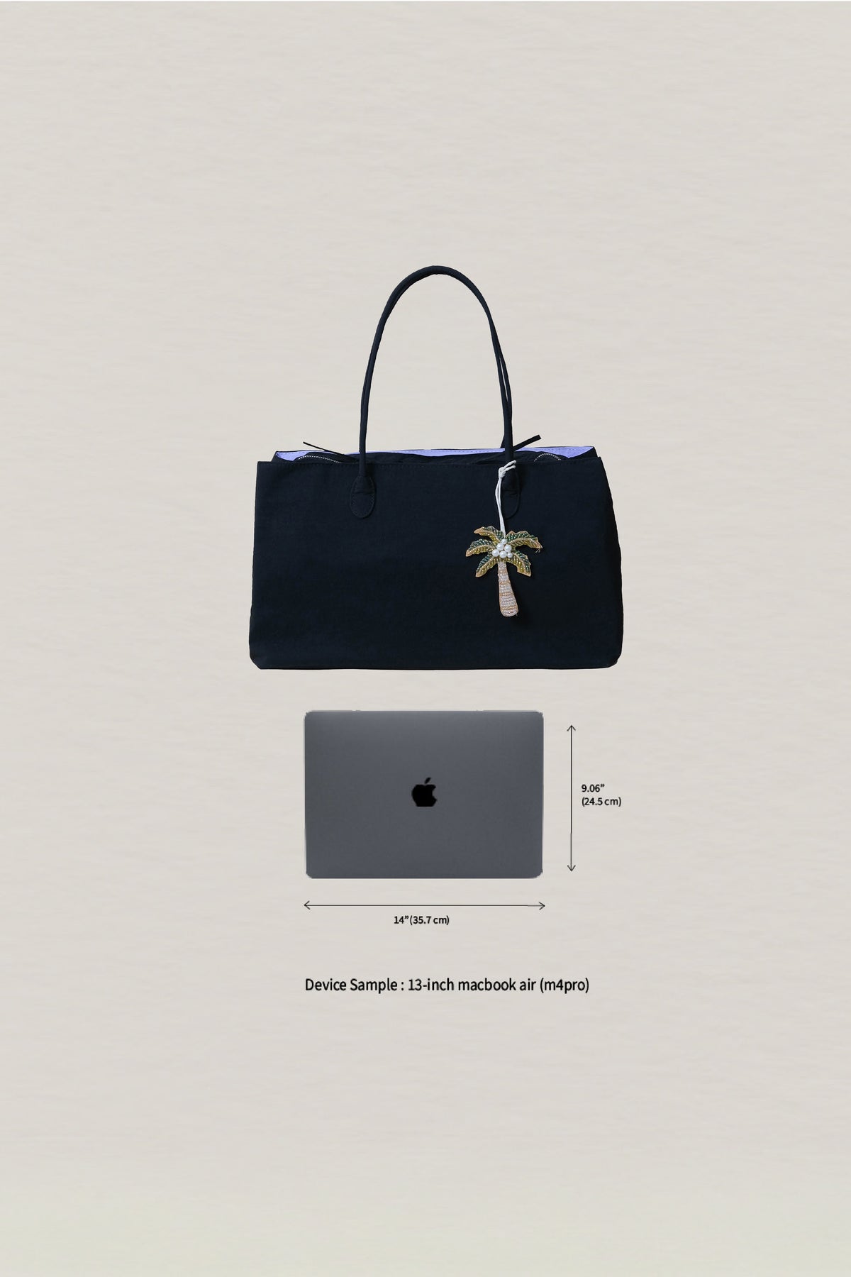 Classic Flow Nylon Tote - Black Purple (With Charm)