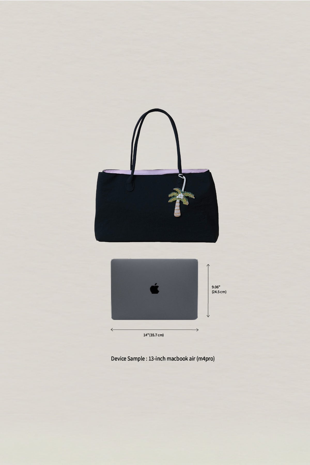 Classic Flow Nylon Tote - Black Pink (With Charm)