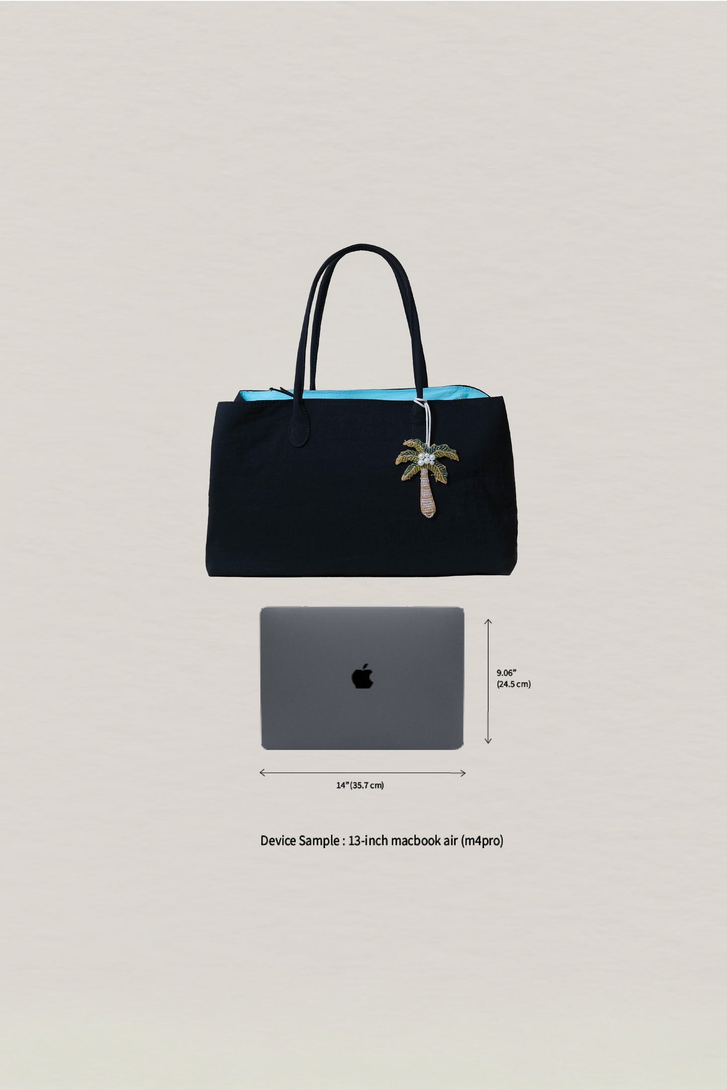 Classic Flow Nylon Tote - Black Blue (With Charm)