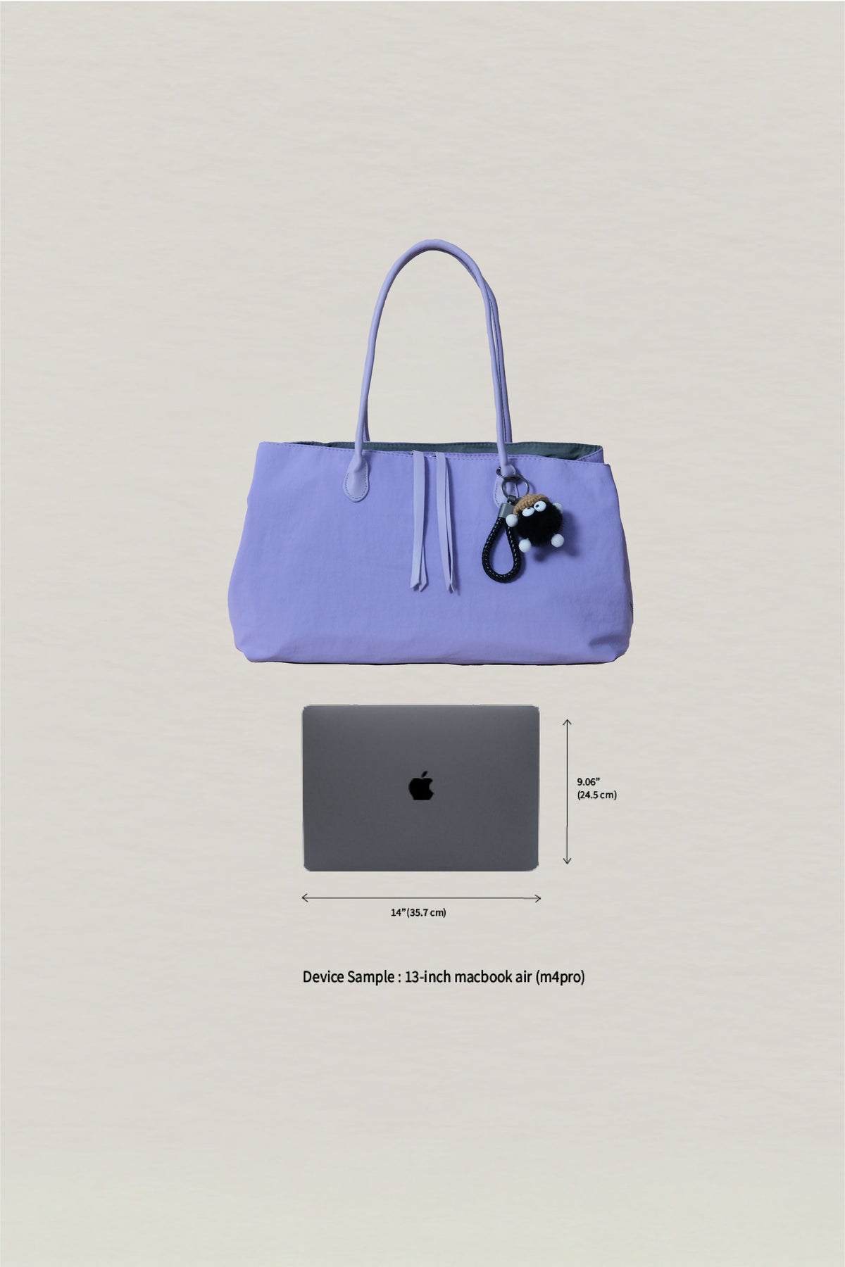 Classic Flow Vegan Leather Tote - Purple Grey (With Charm)