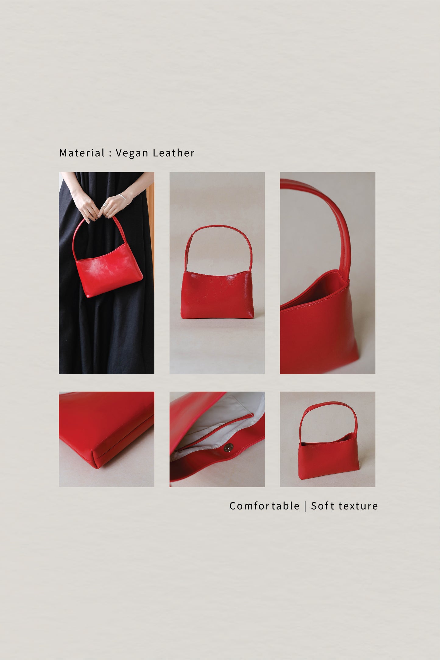 French Style Versatile Armpit Bag - Elegant Red