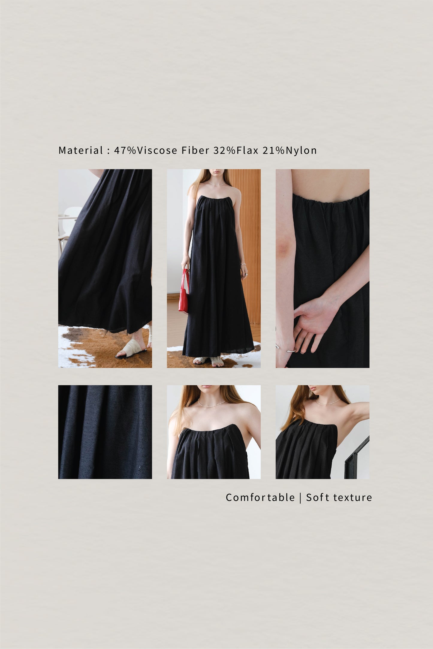 French Cotton And Linen Pleated Dress - Classic Black