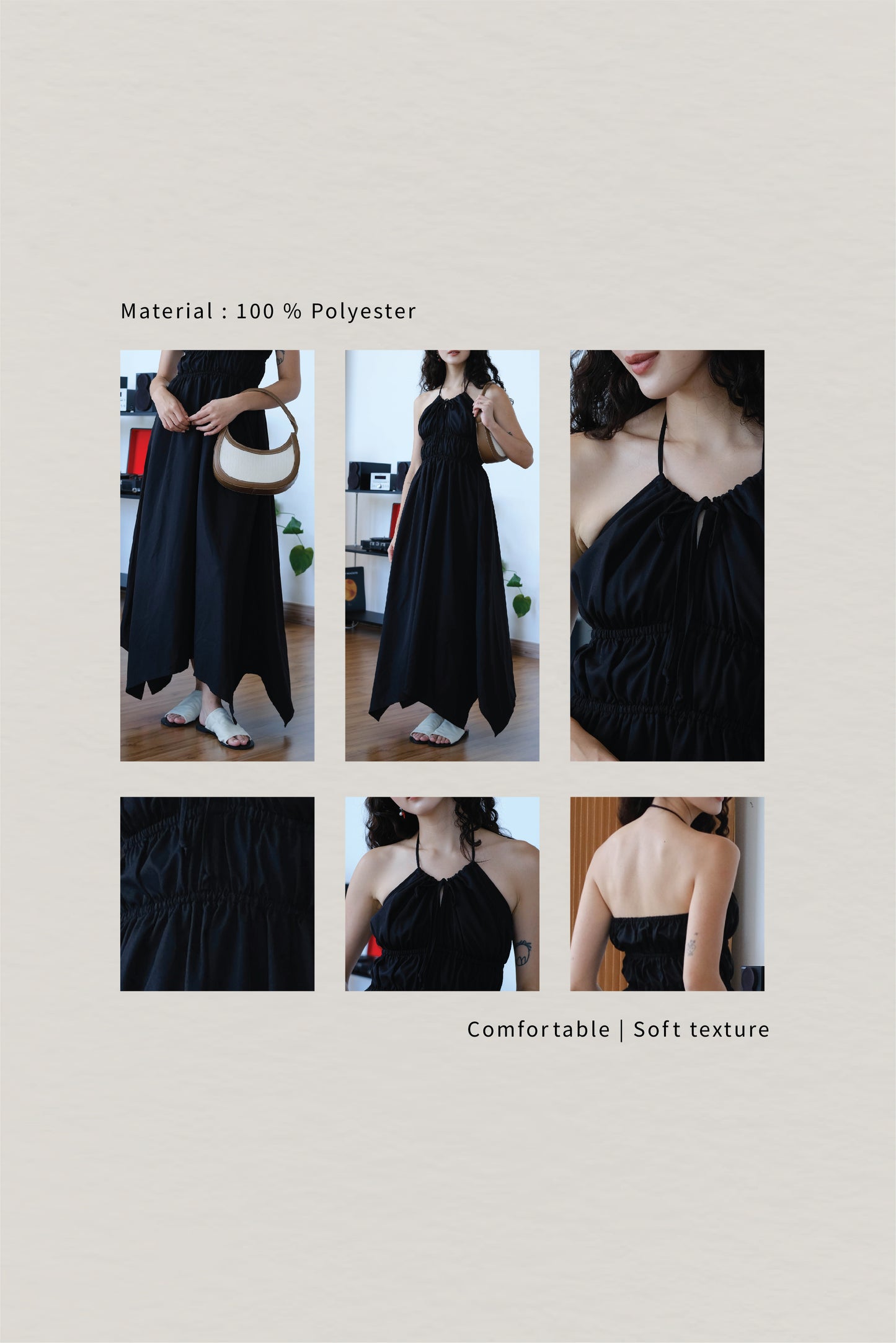 Asymmetrical Slip Dress in Classic Black