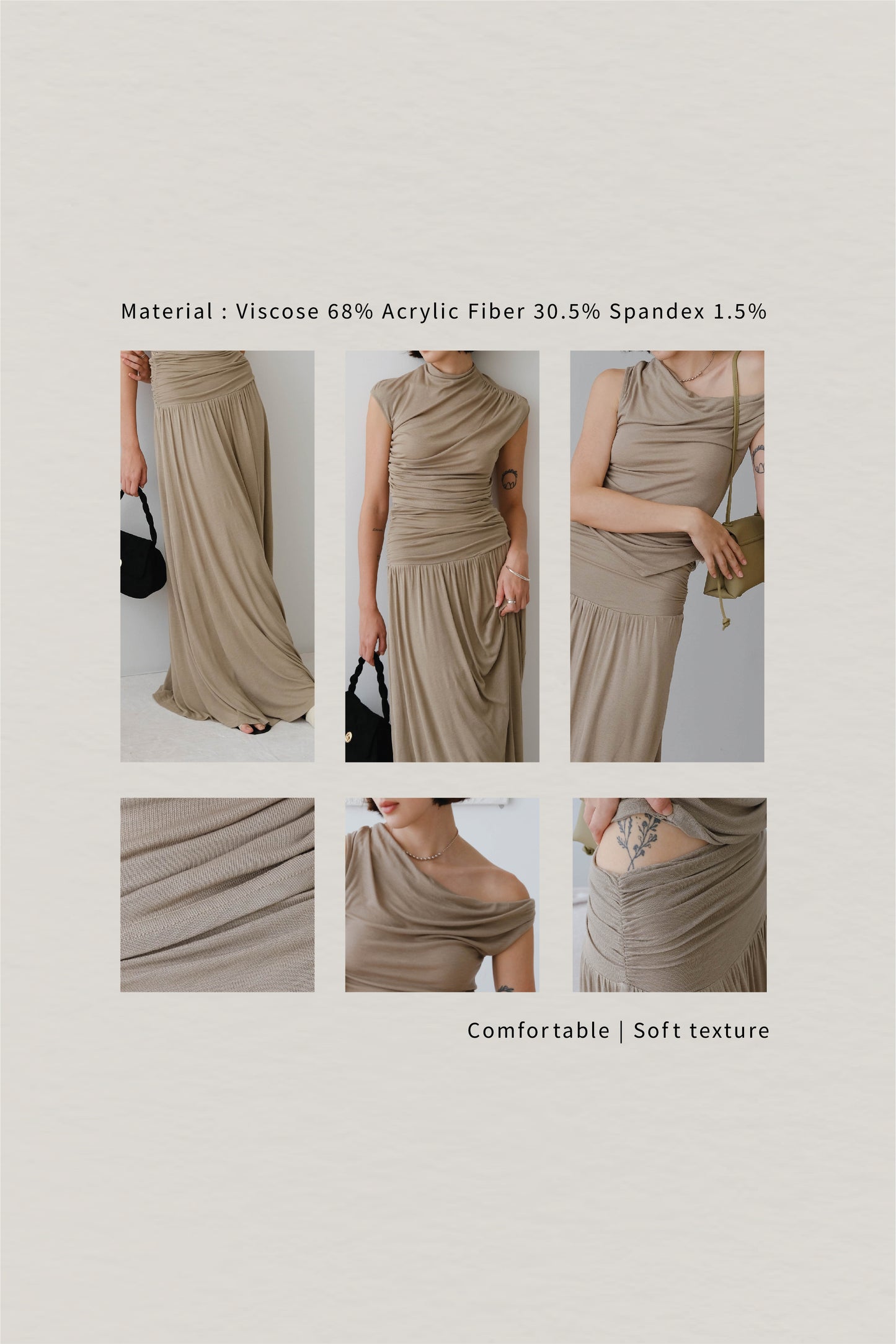 Wide Waistband Pleated Knitted Skirt In Khaki